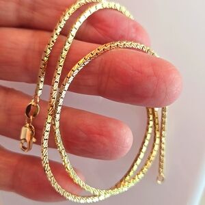 💛 New 18K Rose Gold-plated Square Boxlink Chain Necklace 18" 💛